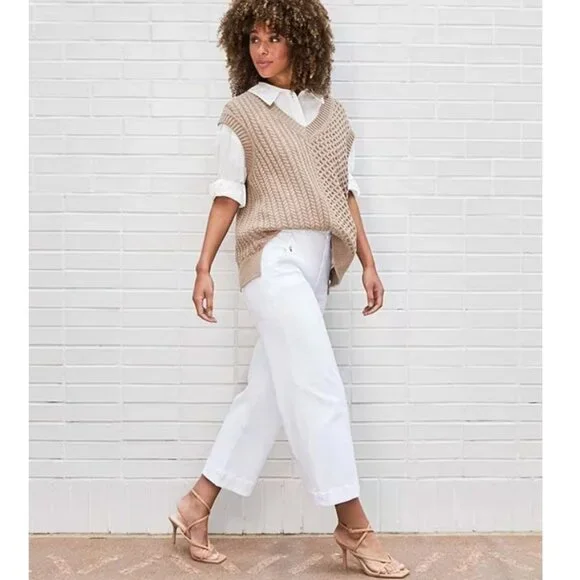 Spanx Stretch Twill Cropped Wide Leg Pants, WhiteSize Small